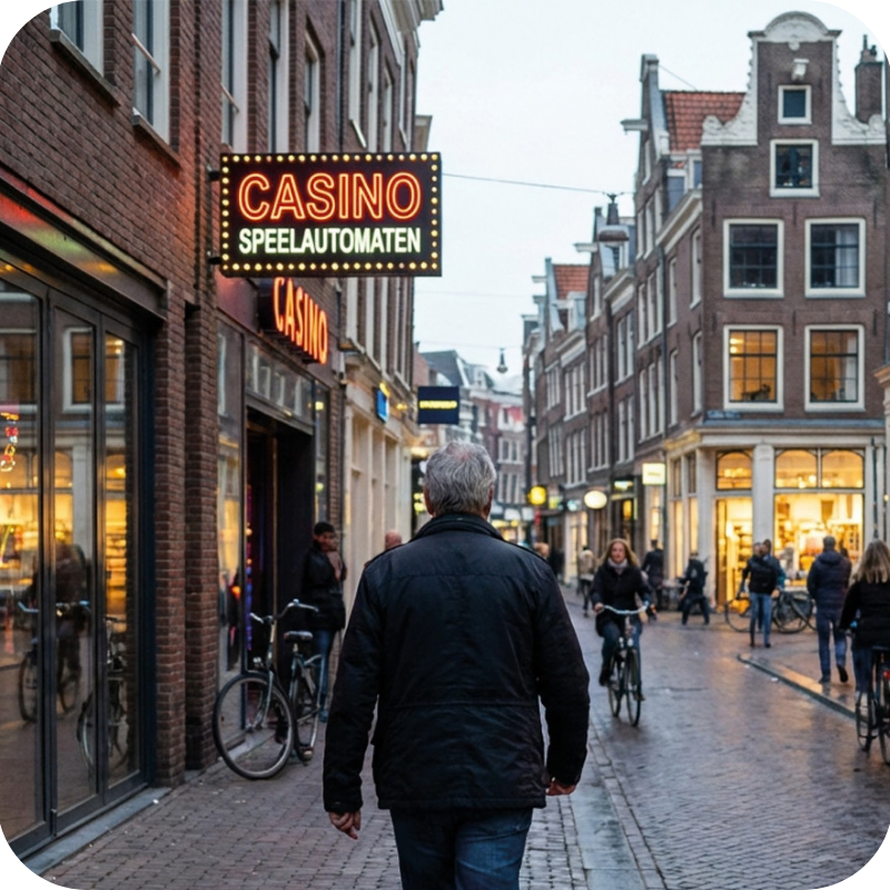 Man in winkelstraat