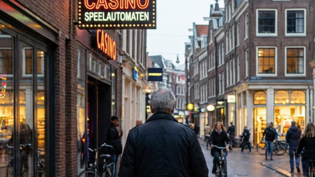 Man in winkelstraat